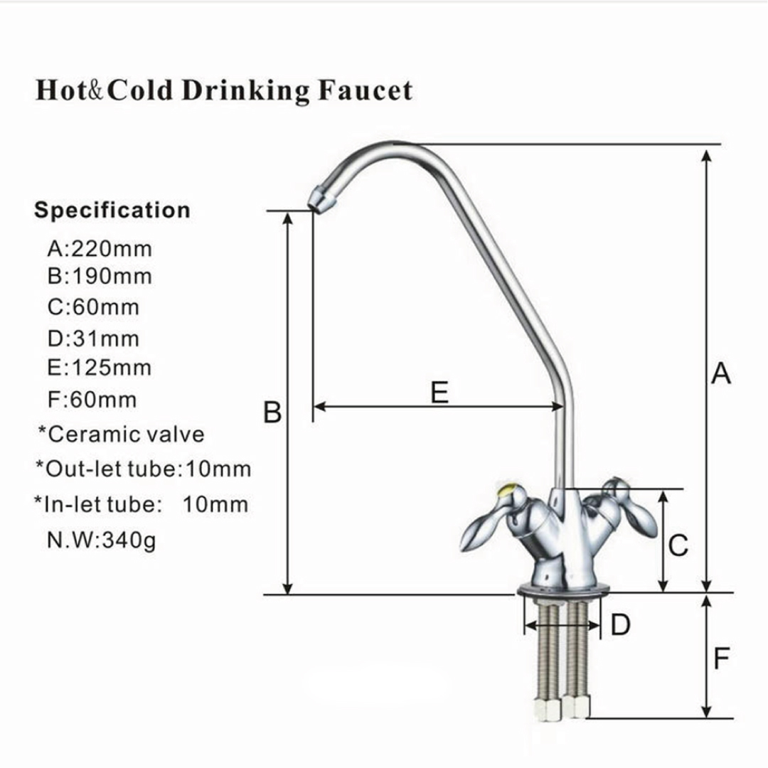 Shurity 220 Rubinetto di prelievo 2 vie per depuratori con maniglie a goccia 2 vie 1/4 - immagine 2