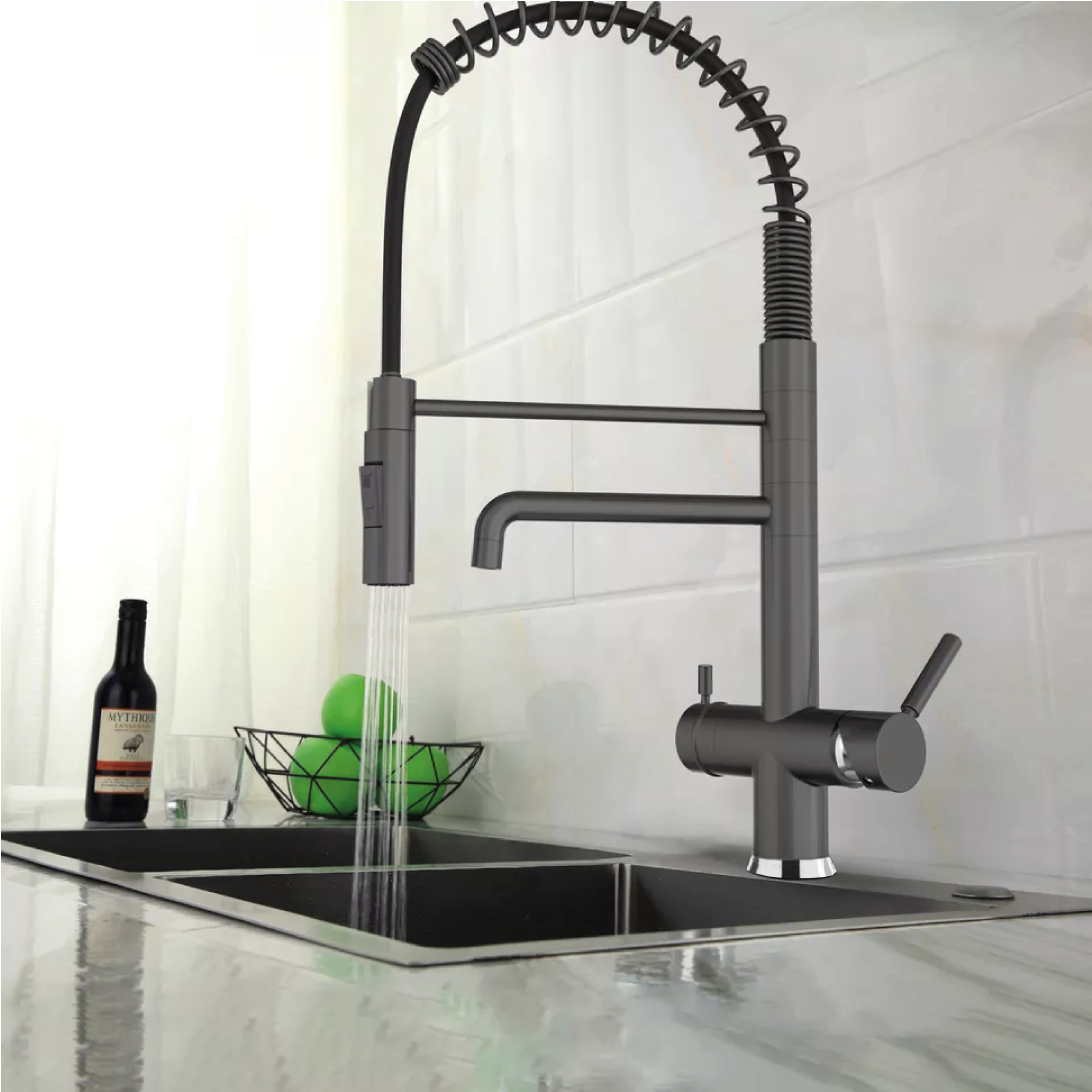 Shurity 395 Rubinetto da cucina con Doccetta a molla 3 vie 3/8” Nero Opaco - immagine 3