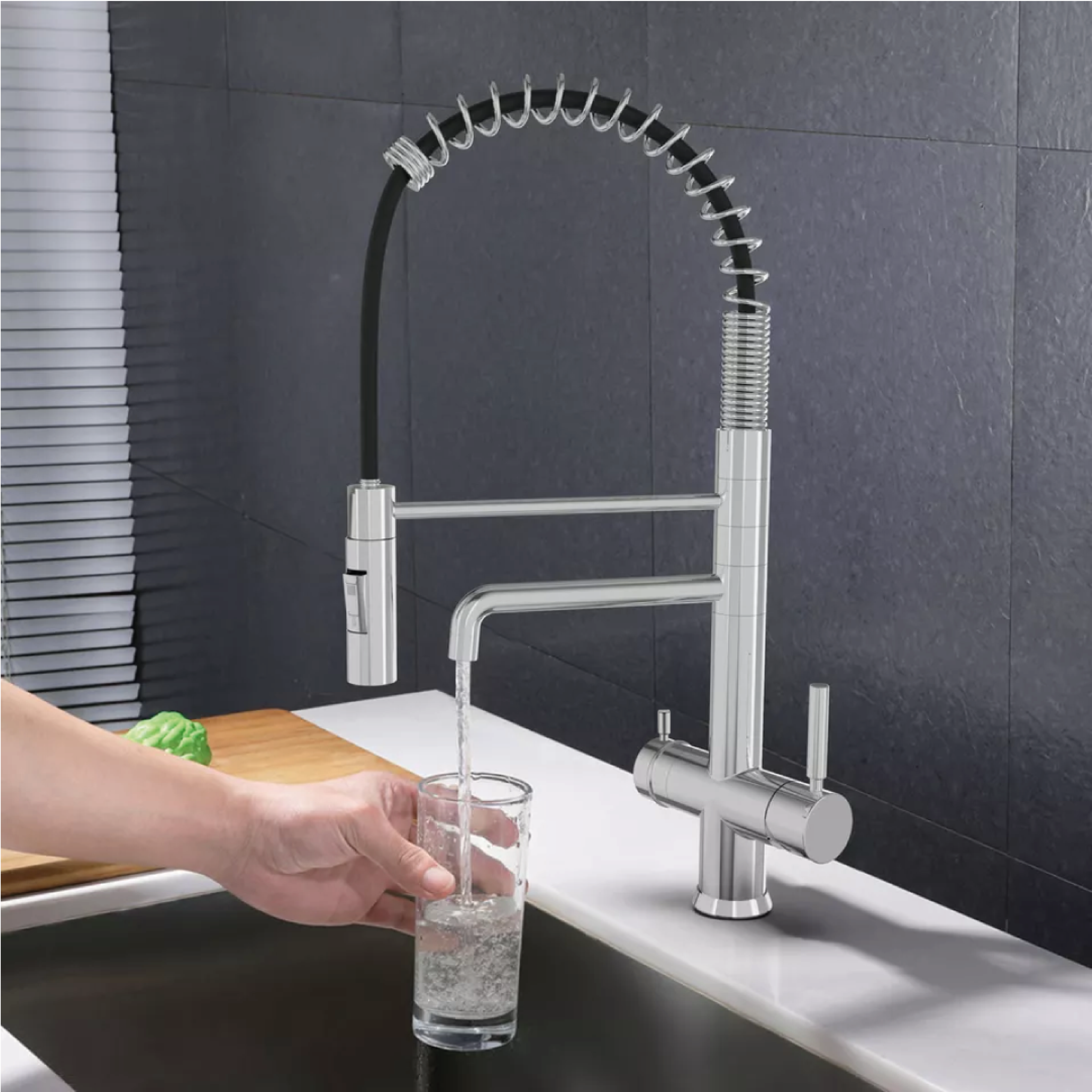 Shurity 395 Rubinetto da cucina con Doccetta a molla 3 vie 3/8” Cromo - immagine 3