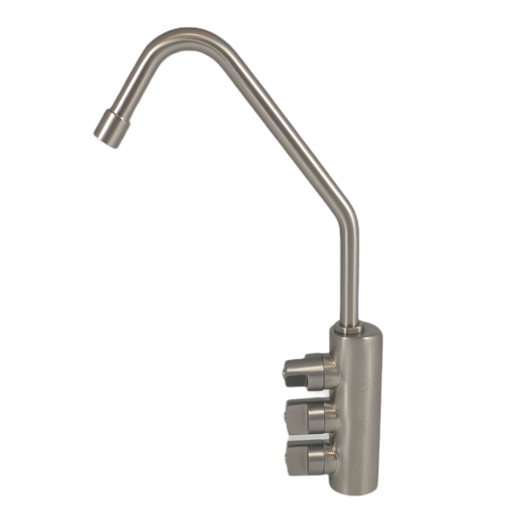 Shurity 300 Rubinetto di prelievo 3 vie per depuratori 1/4”mm. Nickel Spazzolato