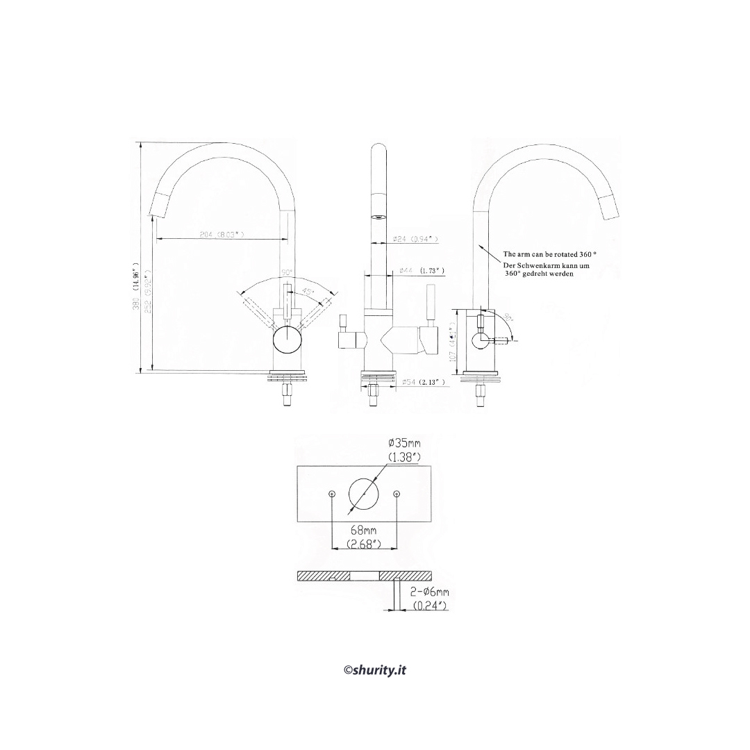 Shurity 350 Rubinetto da cucina 3 vie 3/8” Granito Avena - immagine 3