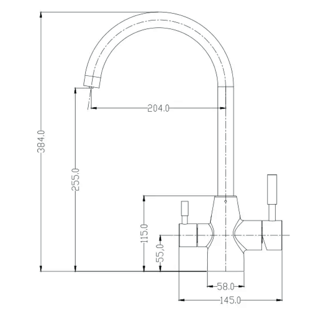 Shurity 355 rubinetto mix Acciaio Inox 3 vie 3/8” Cromo - immagine 2