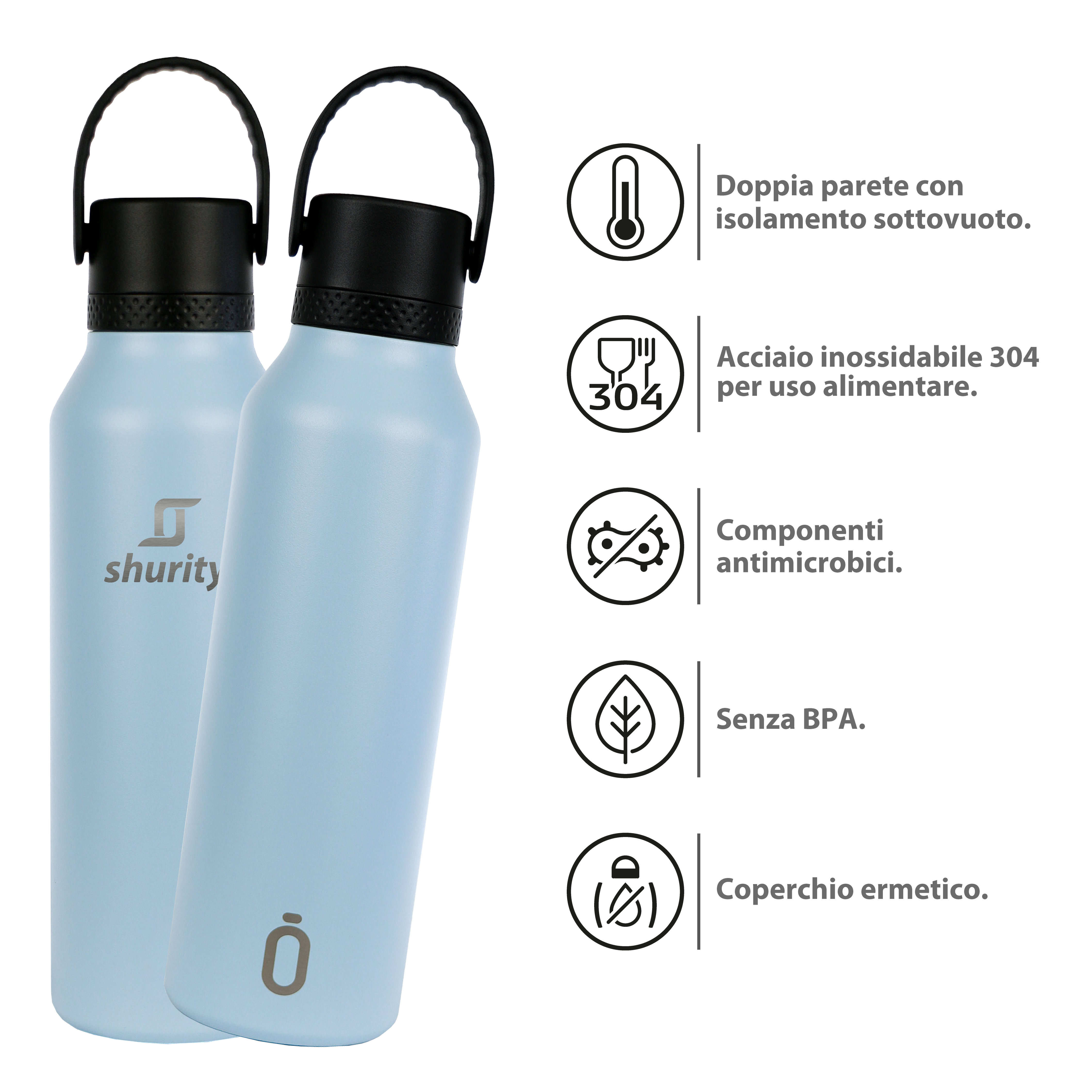 Shurity Runbott Sport Borraccia Termica Acciaio inox con rivestimento in ceramica 600ml. Pesca - immagine 4