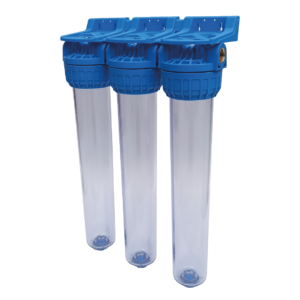 Shurity Kit tripla filtrazione Completo 3 pezzi 20” IN-OUT 3/4“ trasparente