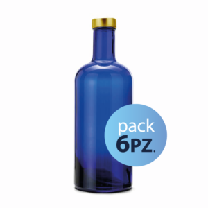 Pack 6pz. - Bottiglia Basic 75cl. Blu con tappo Oro