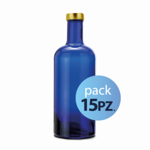 Pack 15pz. - Bottiglia Basic 75cl. Blu con tappo Oro