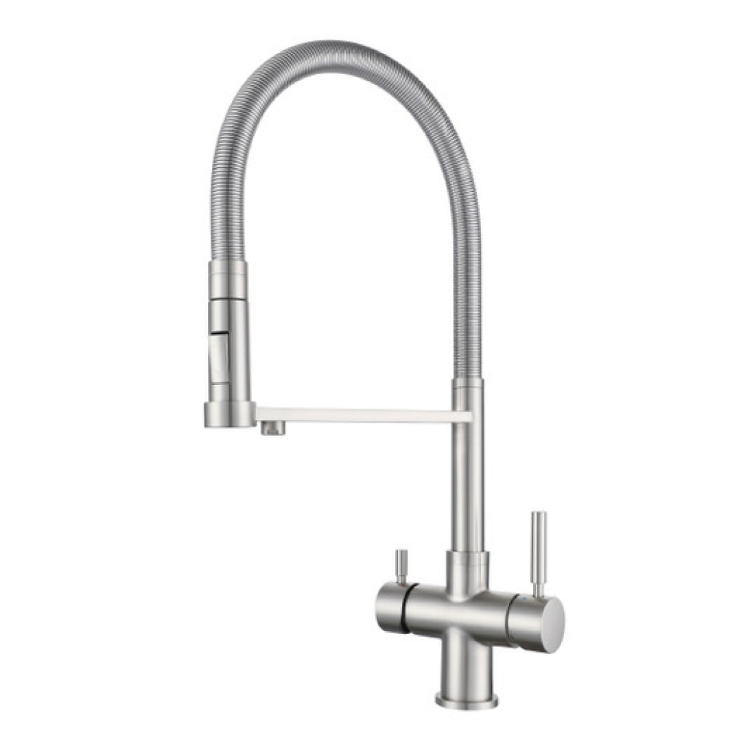 Shurity 560 Rubinetto da cucina con Doccetta in gomma 5 vie 3/8” Nickel Spazzolato