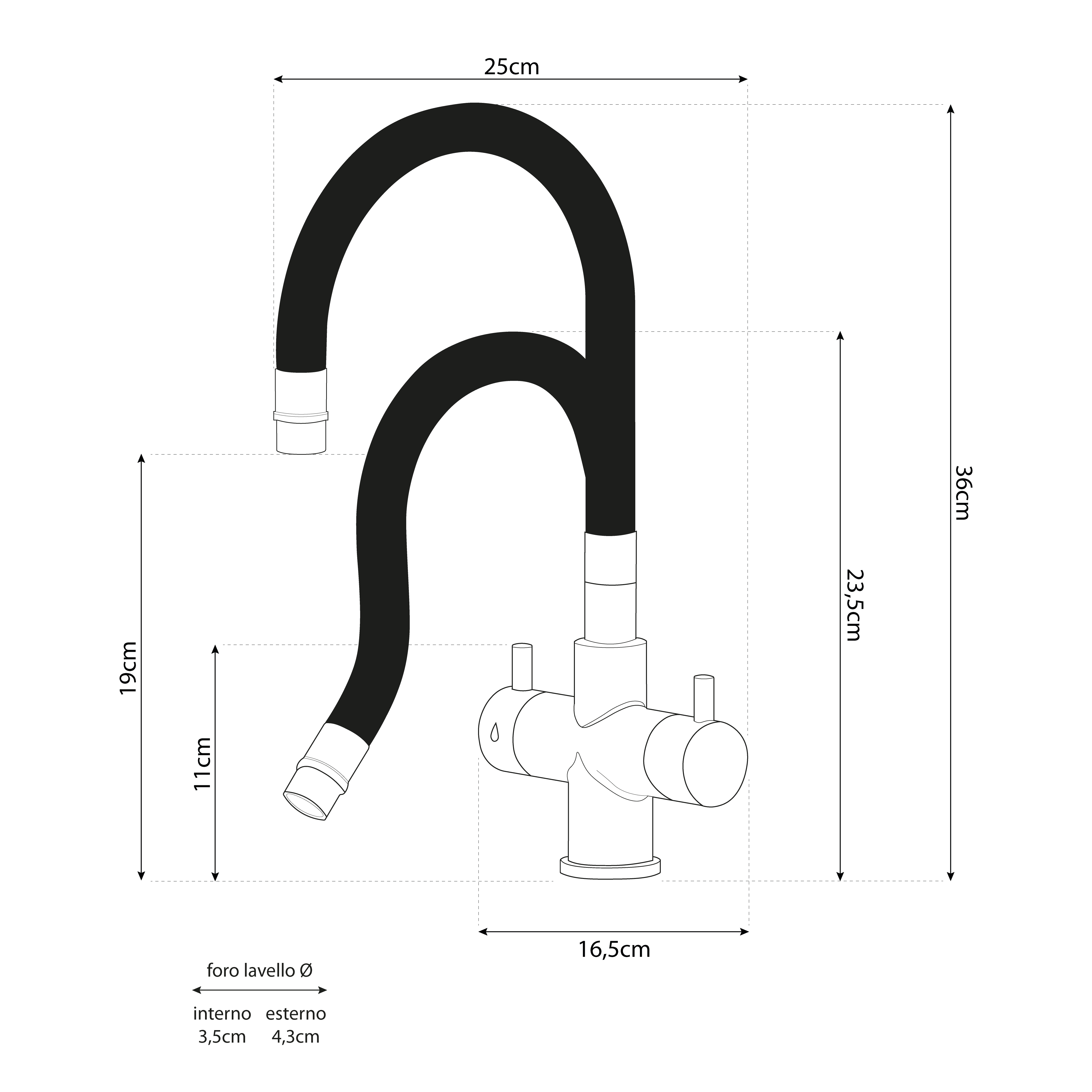 Shurity Snake Rubinetto da cucina Sottofinestra con canna snodabile 5 vie 3/8” Cromo/Arancione - immagine 3