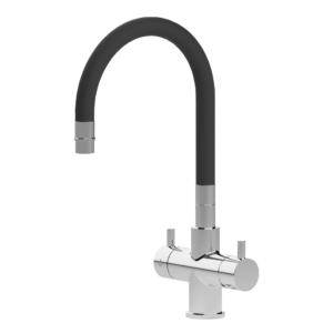 Shurity Snake Rubinetto da cucina Sottofinestra con canna snodabile 5 vie 3/8” Cromo/Nero