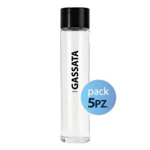 Pack 5pz. - Bottiglia Tube 75cl. Personalizzata Trasparente Acqua Gassata con Tappo Nero (NO LOGO SHURITY)