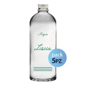 Pack 5pz. - Bottiglia Puffy 75cl. Personalizzata Trasparente Acqua Liscia con Tappo Argento  (NO LOGO SHURITY)