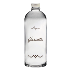 Bottiglia Puffy 75cl. Personalizzata no logo shurity Trasparente Acqua Gassata con Tappo Argento (NO LOGO SHURITY)
