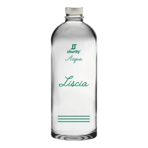 Bottiglia Shurity Puffy 75cl. Personalizzata Trasparente Acqua Liscia con Tappo Argento