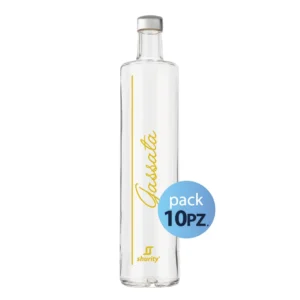 Pack 10pz. - Bottiglia Shurity Classic 75cl. Personalizzata Trasparente Acqua Gassata con Tappo Argento