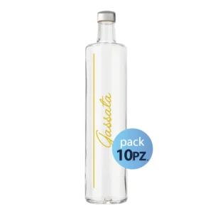 Pack 10pz. - Bottiglia Classic 75cl. Personalizzata Trasparente Acqua Gassata con Tappo Argento (NO LOGO SHURITY)