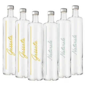 Pack Misto 6pz. - Bottiglia Classic 75cl. Personalizzata Trasparente Acqua Liscia / Acqua Gassata con Tappo Argento (NO LOGO SHURITY)
