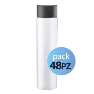 Pack 48pz. - Bottiglia Cilinder 75cl. Trasparente con Tappo Nero