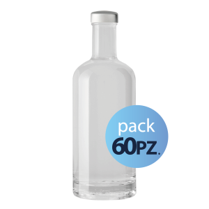 Pack 60pz. - Bottiglia Basic 75cl. Trasparente con tappo Argento