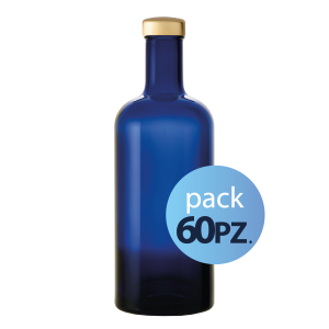 Pack 60pz. - Bottiglia Basic 75cl. Blu con tappo Oro