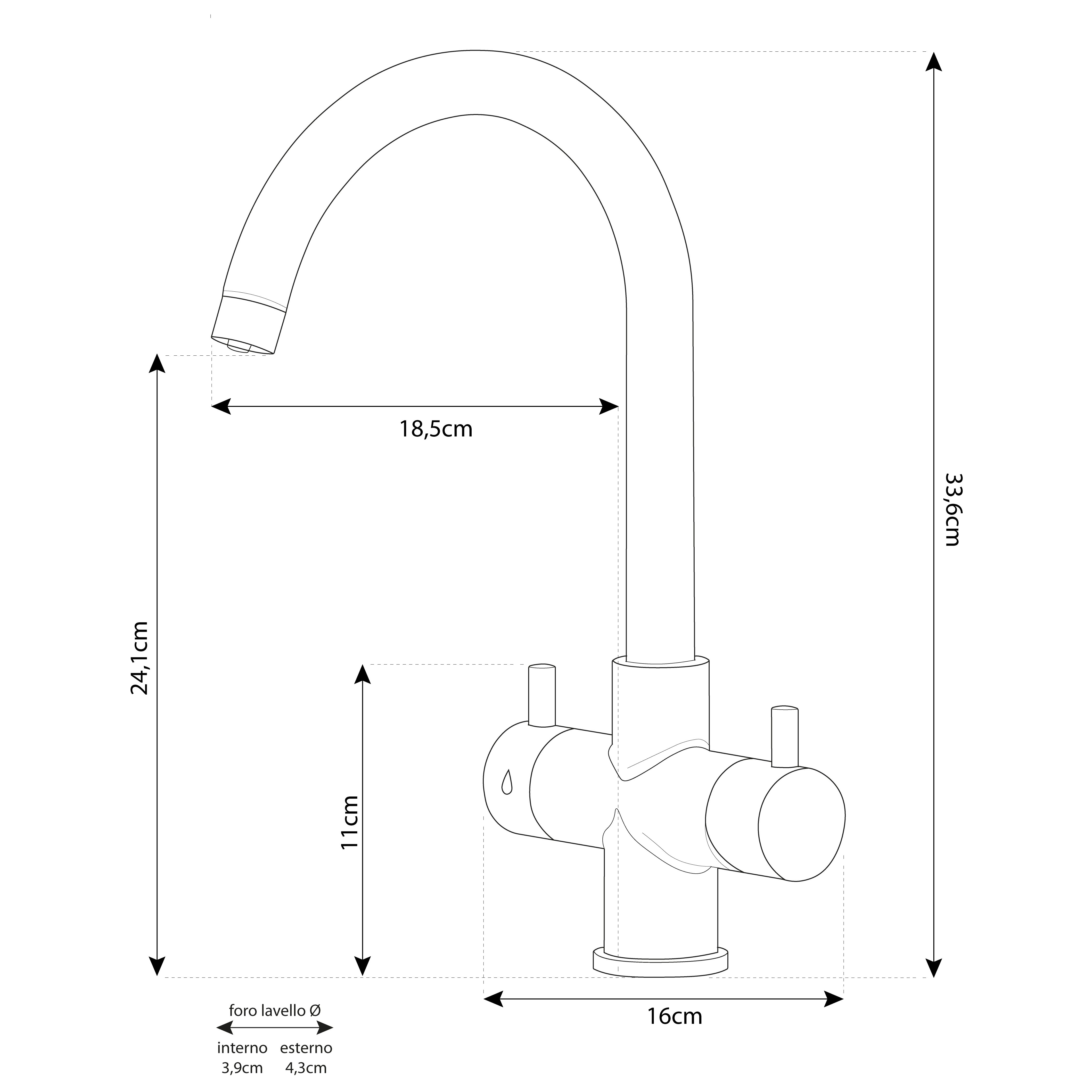 Shurity Verona Rubinetto da cucina 4 vie 3/8” Nero Opaco - immagine 2