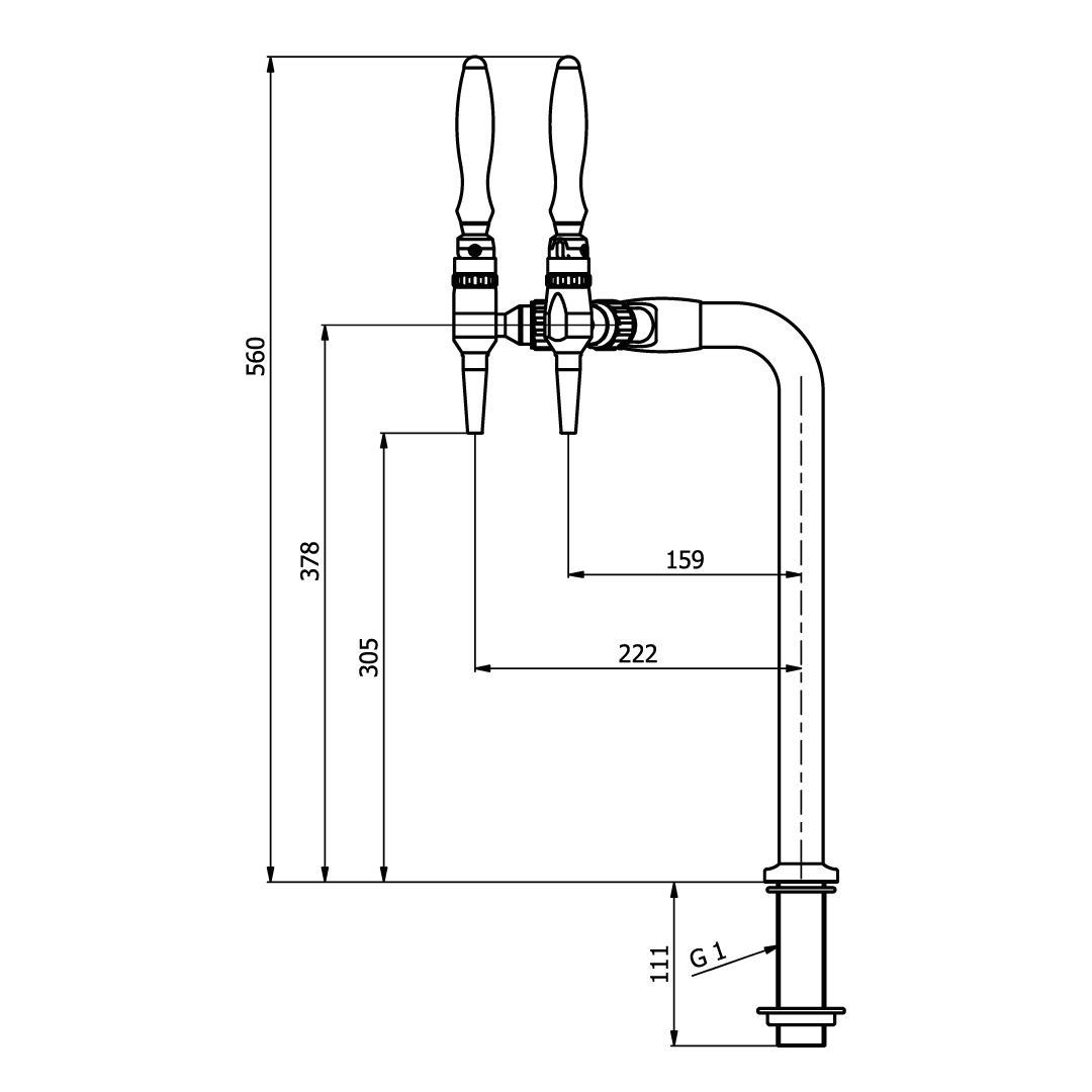 Shurity Fit Colonnina Meccanica 2 vie Nero Opaco con rubinetti Cromati - immagine 2