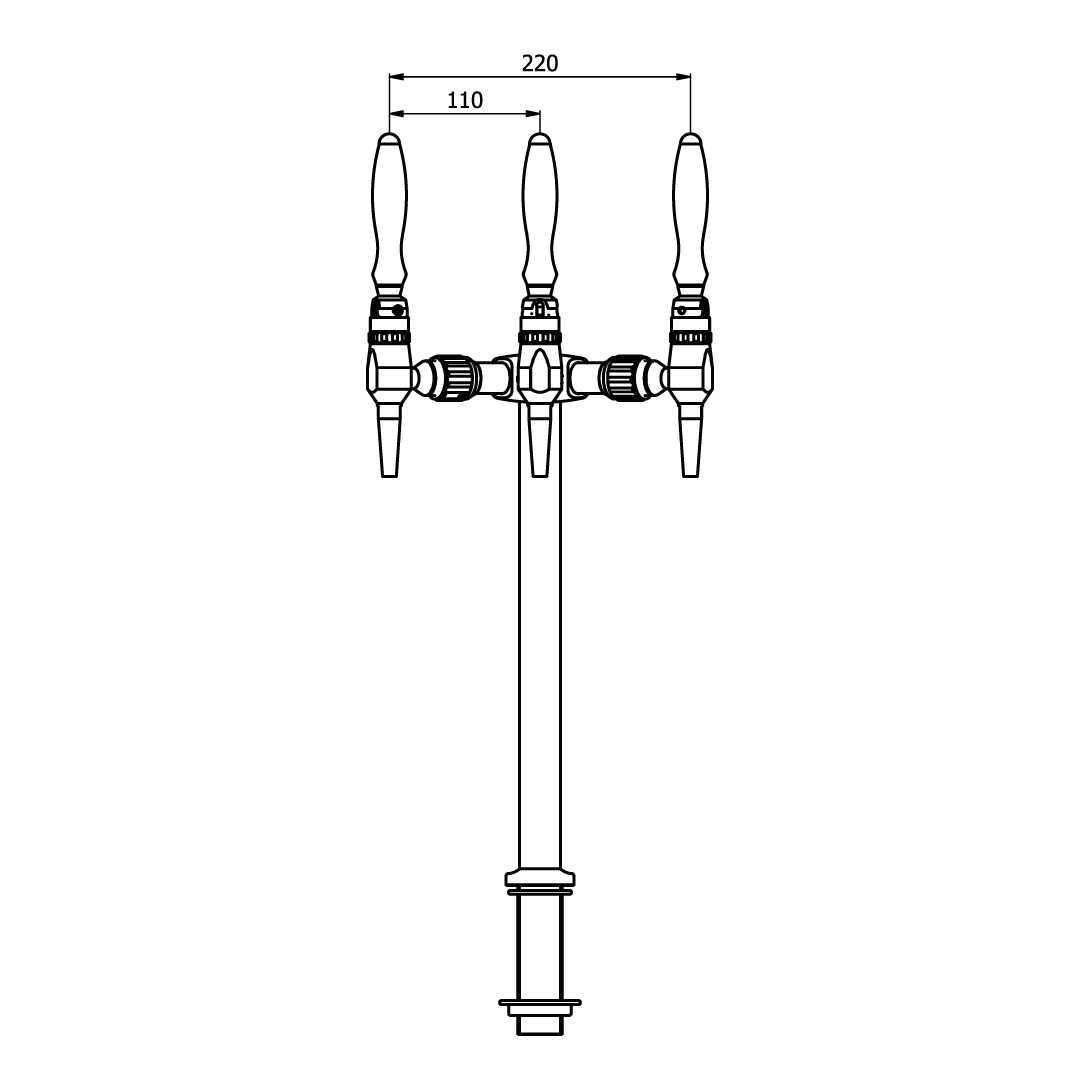 Shurity Fit Colonnina Meccanica 3 vie Nero Opaco con rubinetti Cromati - immagine 3