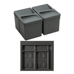 Pack Completo - Shurity Dif Dresser N.2 Pattumiere raccolta differenziata 12Lt. h.216mm con base cassettone 600mm.