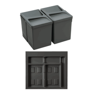 Pack Completo - Shurity Dif Dresser N.2 Pattumiere raccolta differenziata 15Lt. h.266mm con base cassettone 600mm.