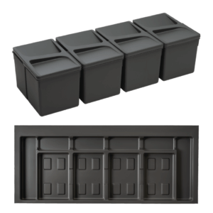 Pack Completo - Shurity Dif Dresser N.4 Pattumiere raccolta differenziata 12Lt. h.216mm con base cassettone 1200mm.