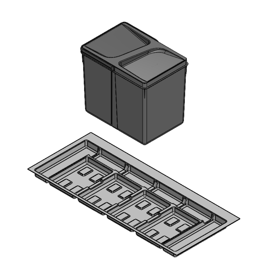 Pack Completo - Shurity Dif Dresser N.4 Pattumiere raccolta differenziata 15Lt. h.266mm con base cassettone 1200mm. - immagine 2