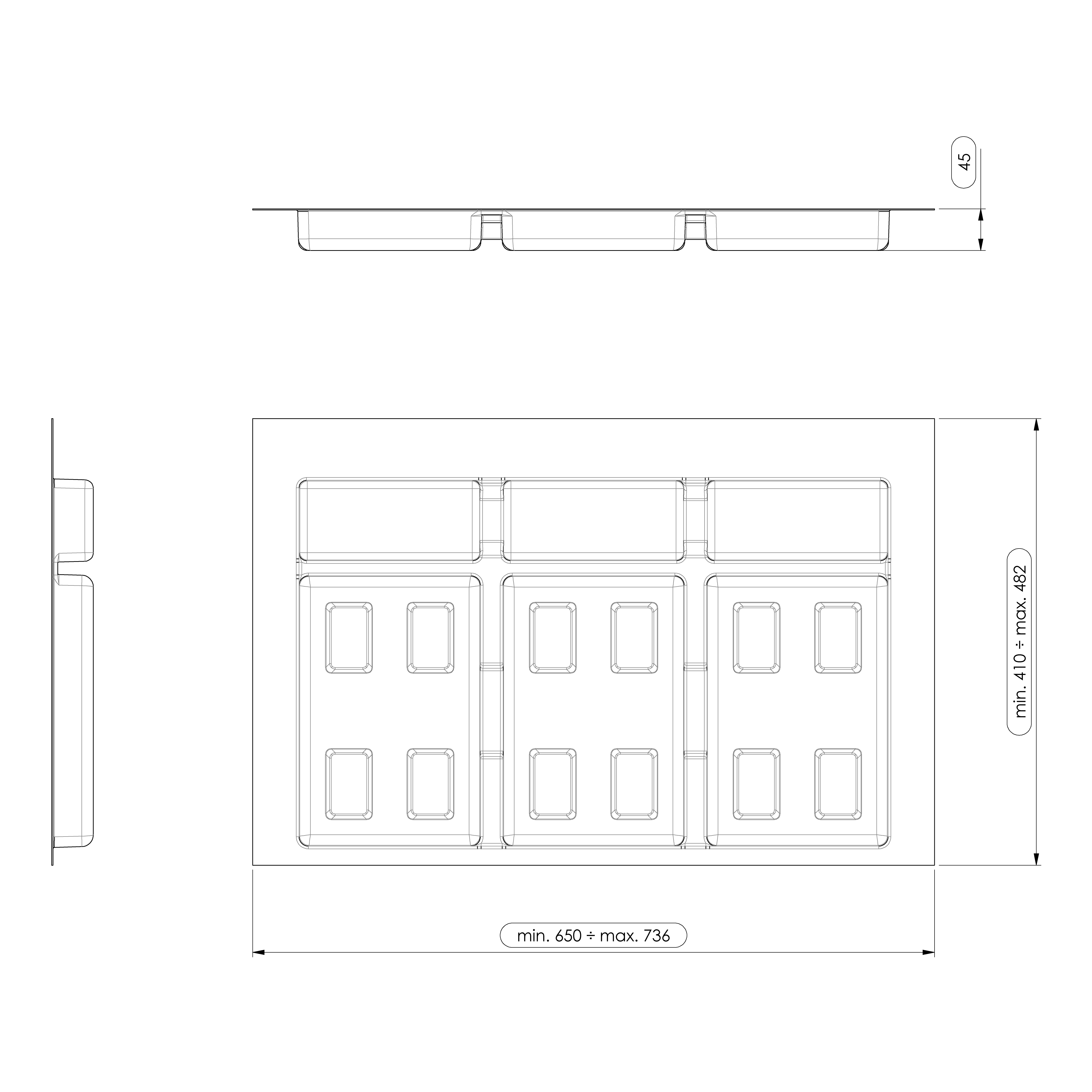 Pack Completo - Shurity Dif Dresser N.3 Pattumiere raccolta differenziata 15Lt. h.266mm con base cassettone 900mm. - immagine 4