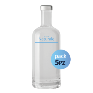 Pack 5pz. - Bottiglia Basic 75cl. Personalizzata Trasparente Acqua Liscia con Tappo Argento (NO LOGO SHURITY)