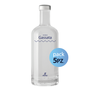 Pack 5pz. - Bottiglia Shurity Basic 75cl. Personalizzata Trasparente Acqua Gassata con Tappo Argento