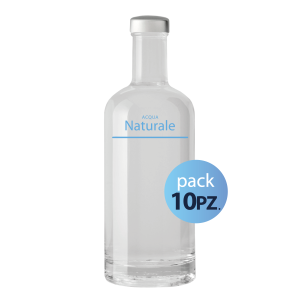 Pack 10pz. - Bottiglia Basic 75cl. Personalizzata Trasparente Acqua Liscia con Tappo Argento (NO LOGO SHURITY)