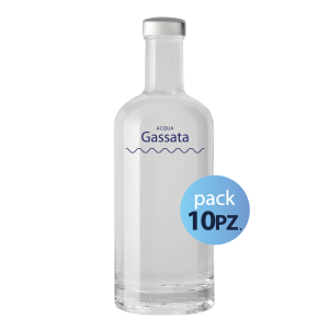 Pack 10pz. - Bottiglia Basic 75cl. Personalizzata Trasparente Acqua Gassata con Tappo Argento (NO LOGO SHURITY)