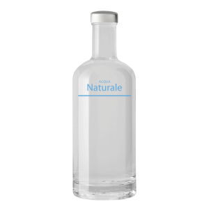 Bottiglia Basic 75cl. Personalizzata Trasparente Acqua Liscia con Tappo Argento (NO LOGO SHURITY)