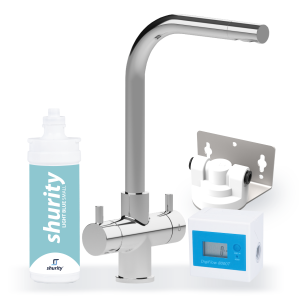 Shurity Kit Ultrafiltrazione acqua filtro Light Blue Small con Rubinetto unico 3 Vie Modello Sorrento Cromo - Acqua Liscia