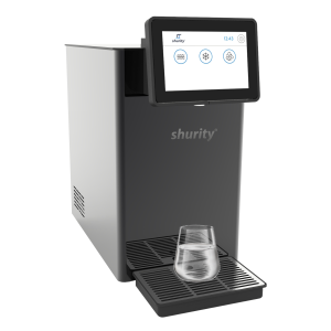 Shurity Kansas Electronic Refrigeratore acqua con Filtrazione Sopralavello 50Lt/h. Nero con Display e Porzionatore - 3 Vie Liscia ambiente, fredda e gassata