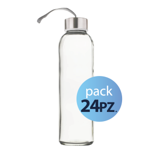 Pack 24pz. - Borraccia Elegance in vetro 500ml. Con Tappo Argento