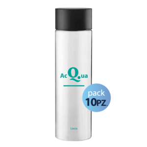 Pack 10pz. - Bottiglia Cilinder 50cl. Personalizzata Trasparente Acqua Liscia con Tappo Nero (NO LOGO SHURITY)