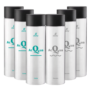 Pack Misto 6pz. - Bottiglia Shurity Cilinder 50cl. Personalizzata Trasparente Acqua Liscia / Acqua Gassata con Tappo Nero