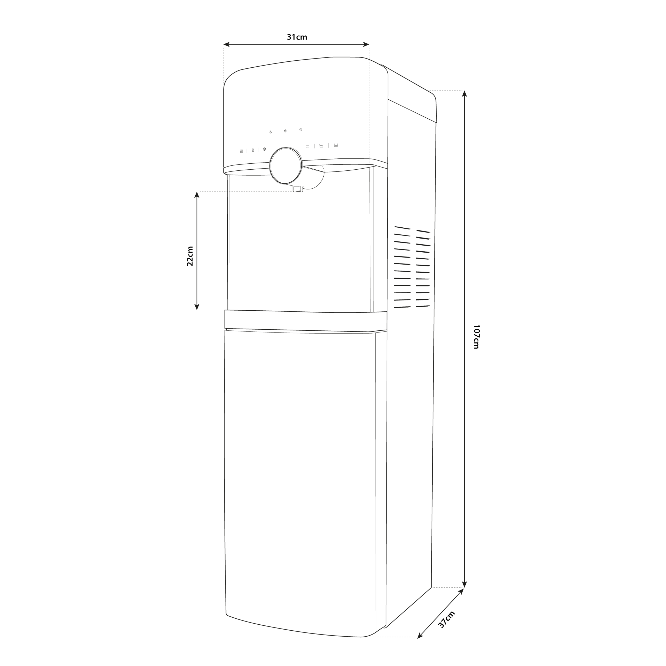Shurity Velia Dispenser Acqua Refrigerata a Colonna con Osmosi Inversa - 3 vie acqua fredda, calda e ambiente - immagine 2