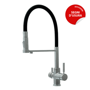 Shurity 460 Rubinetto da cucina con Doccetta in gomma 4 vie 3/8” Cromo/Nero – Prodotto con segni d’usura