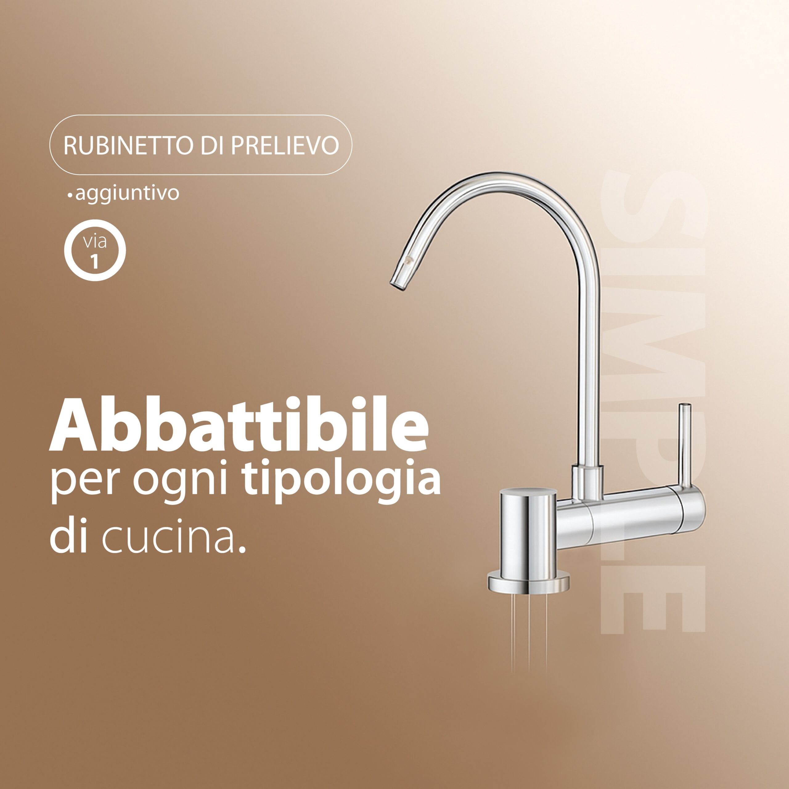 Shurity Simple Rubinetto di Prelievo 1 Via Abbattibile Sottofinestra per Depuratori d’acqua 1/4” Nickel Spazzolato - immagine 3