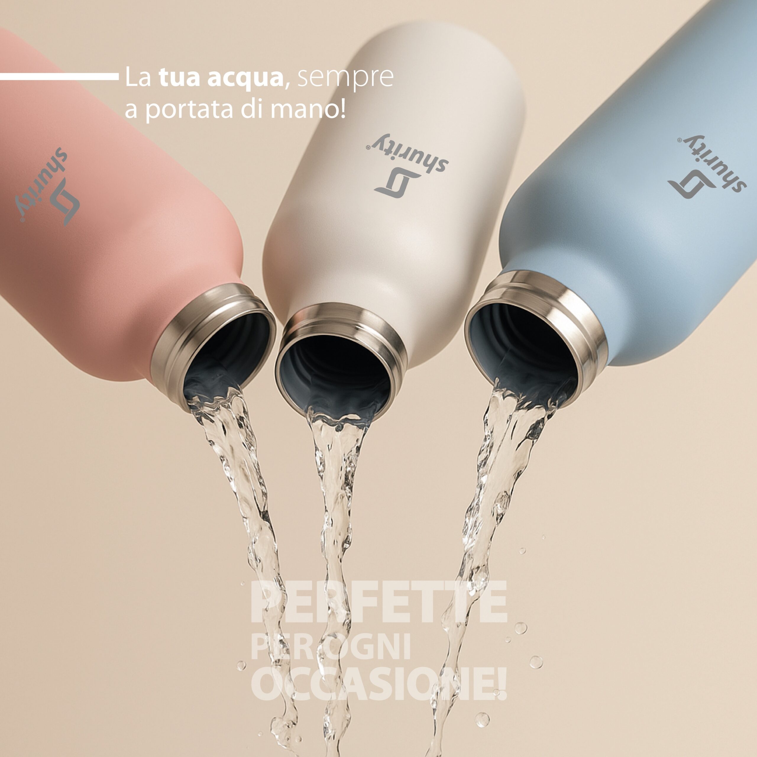 Shurity Water Go Sport Borraccia Termica Acciaio inox con rivestimento in ceramica 600ml. Rosa con doppio tappo - immagine 9