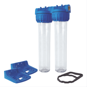 Shurity Kit Doppia Filtrazione 3 pezzi 20” IN-OUT 3/4“ Trasparente