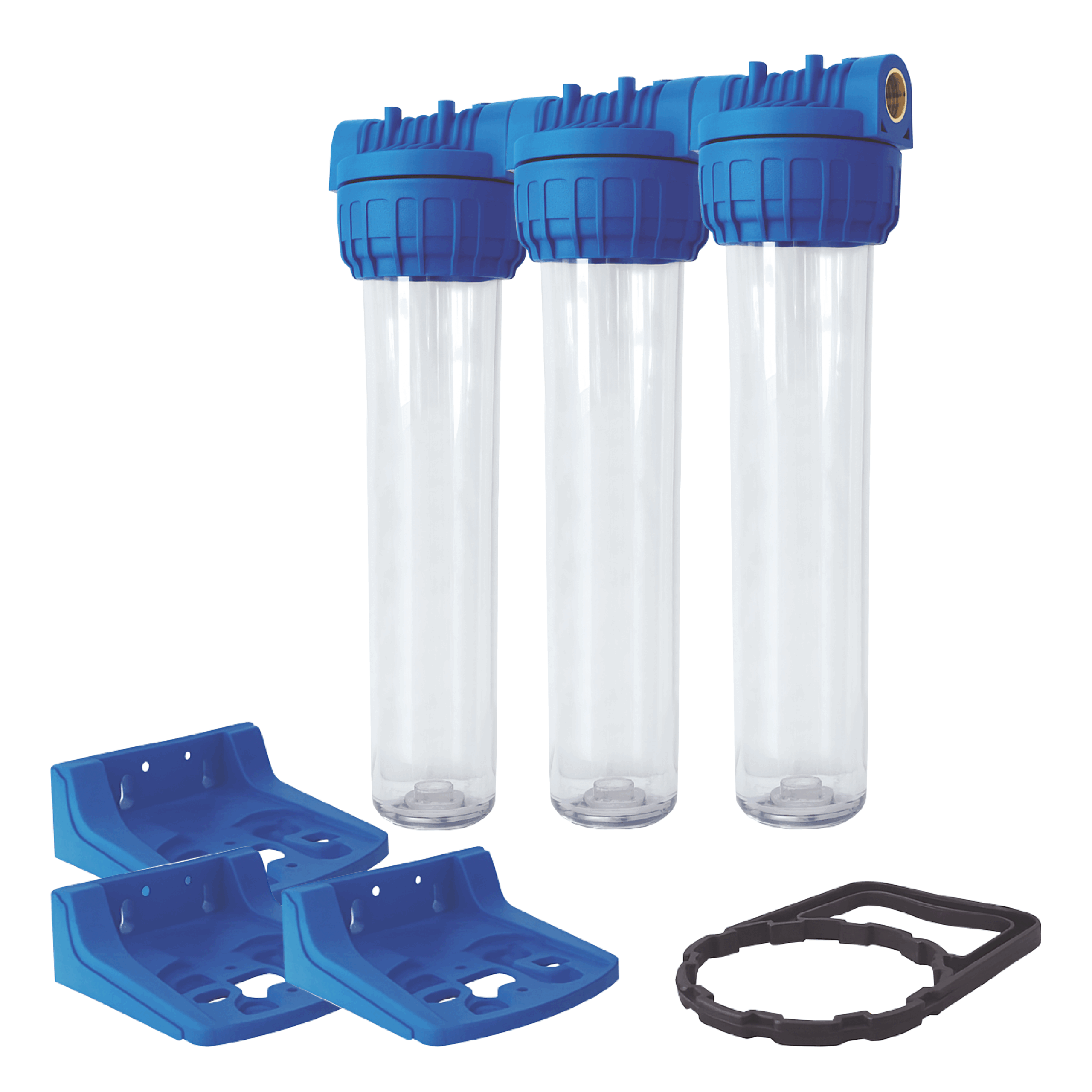 Shurity Kit Doppia Filtrazione 3 pezzi 20” IN-OUT 1“ Trasparente