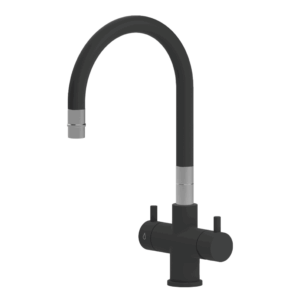 Shurity Snake Rubinetto da cucina Sottofinestra con canna snodabile 3 vie 3/8” Nero Opaco